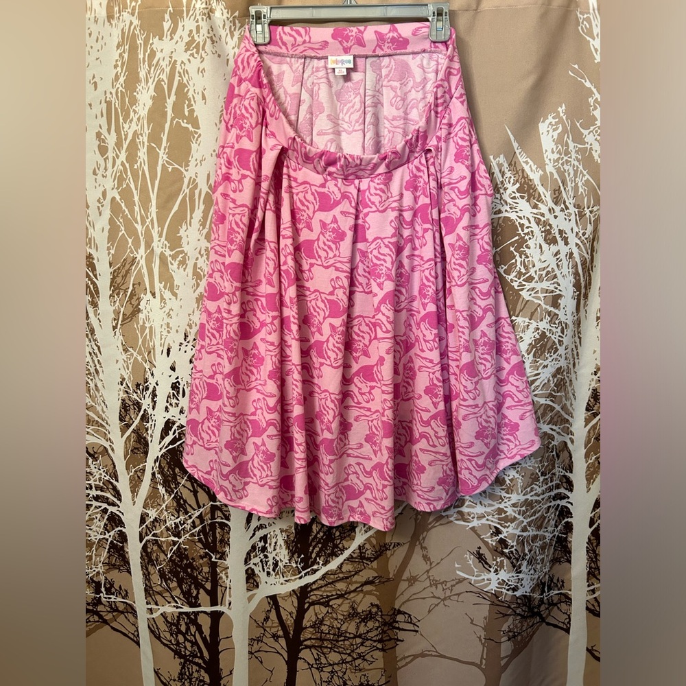 LuLaRoe XL Pink German Shepherd Dog Circle Skirt